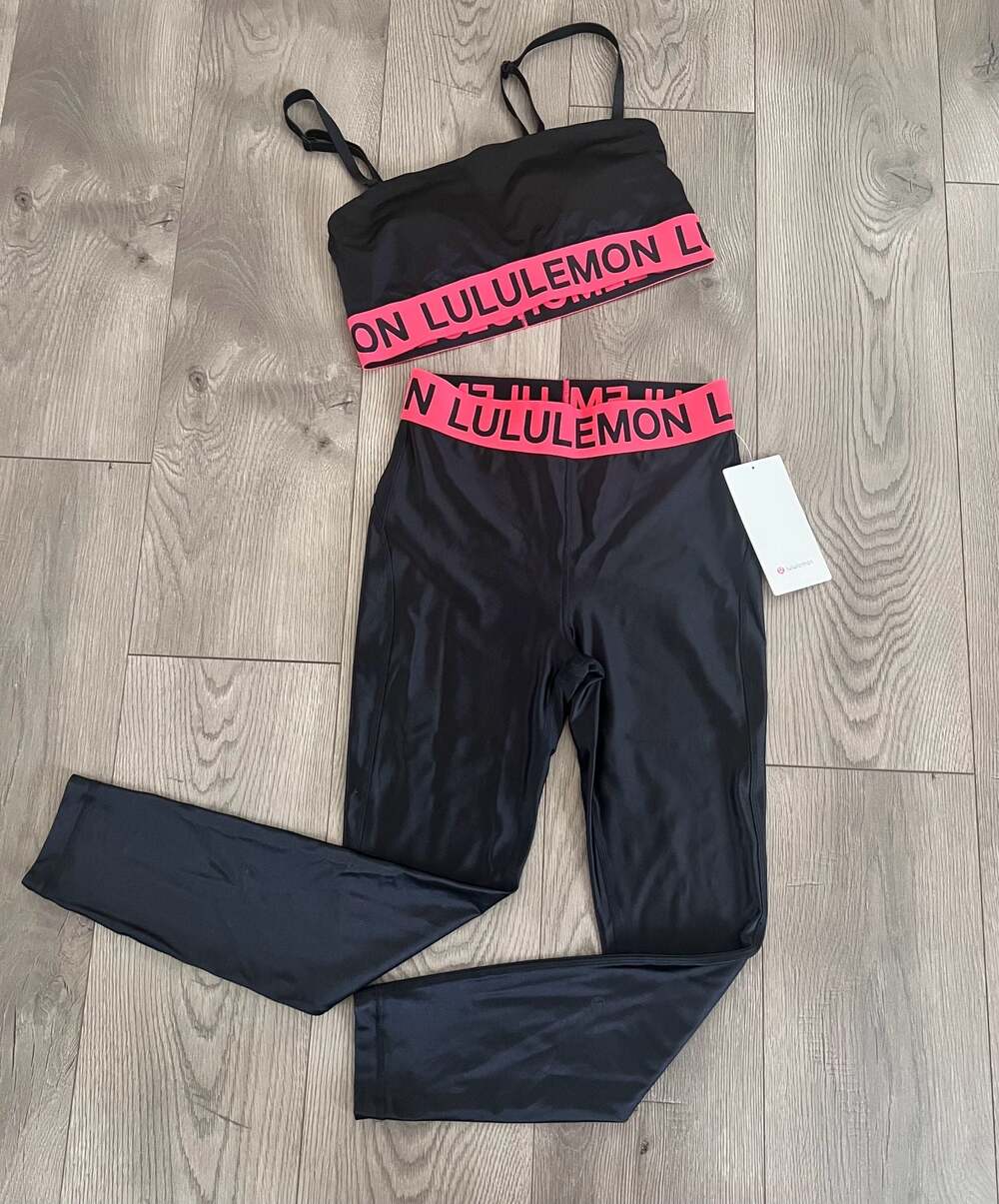 Lululemon Logo Elastic Bra and Legging Set,  Bra size L / Leggings Size 6 - Picture 2 of 11